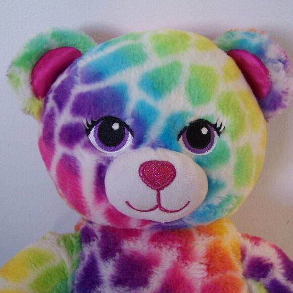 Build a Bear Workshop Rainbow Spots Leopard 16" Glitter Nose Silky Paws Ears BAB - Picture 11 of 11